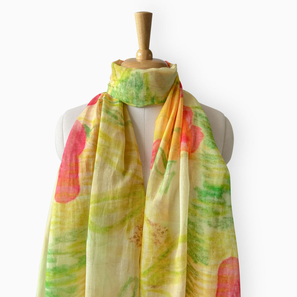 Scarves Dupatta Sunshine Yellow Mul Chanderi Stole