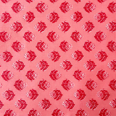 Screen Printed Cotton Fabric Cut Piece (CUT PIECE) Peach Monochrome Floral Pattern Screen Printed Pure Cotton Fabric (Width 43 inches)