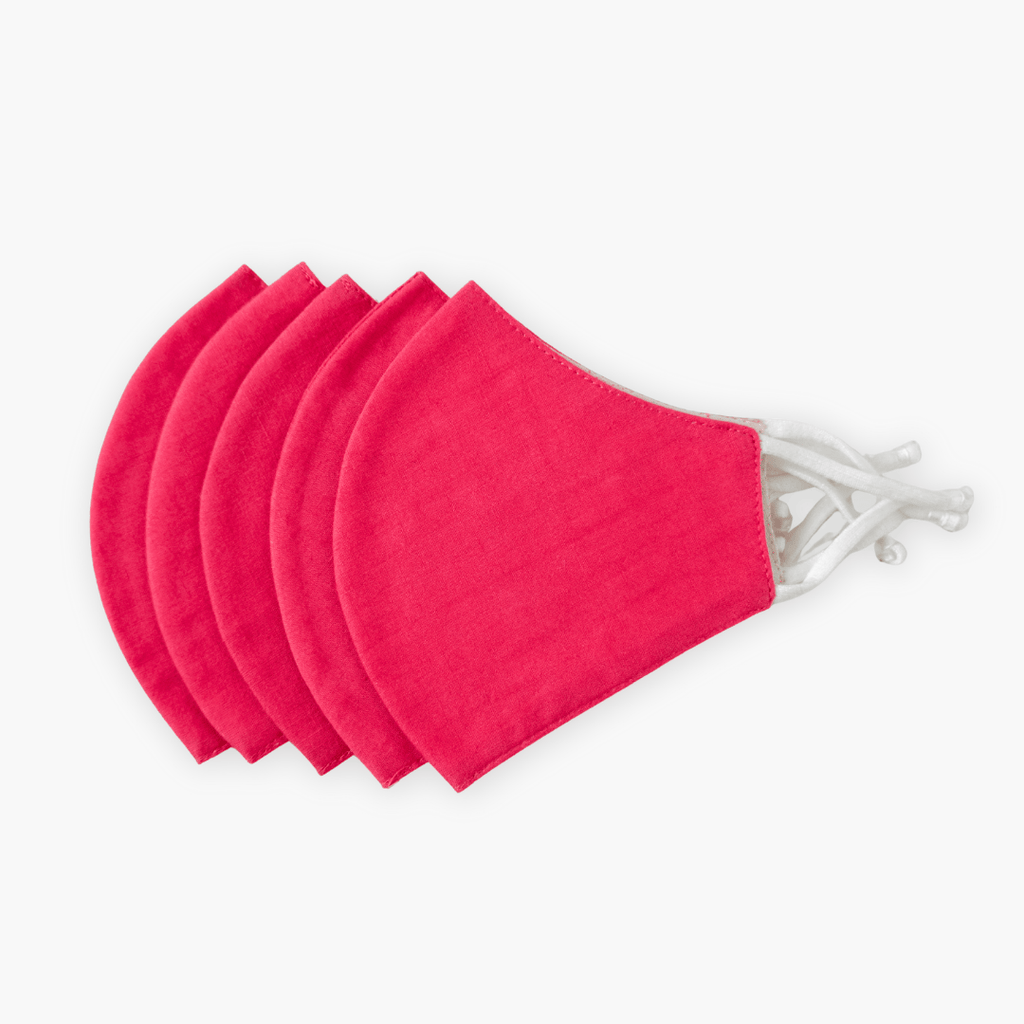Single Colour Combo Masks Mask Watermelon Pink Colour Triple Layered Pure Cotton Mask - Pack of 5