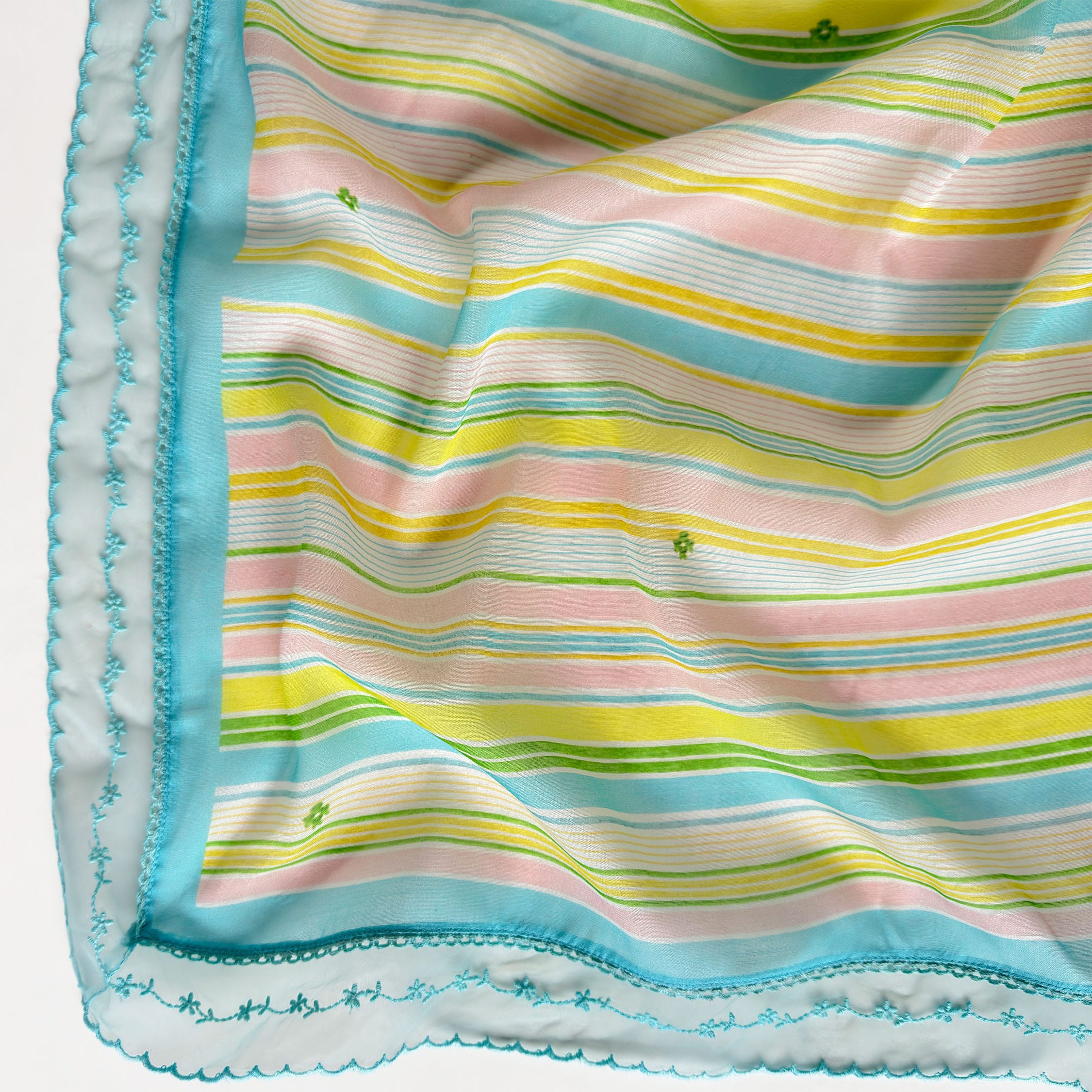 Sunlit Threads Suit Set Unstitched Suit Baby Blue & Pink Mul Chanderi Suit Set