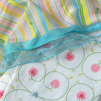 Sunlit Threads Suit Set Unstitched Suit Baby Blue & Pink Mul Chanderi Suit Set
