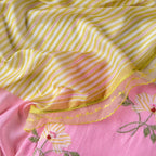 Sunlit Threads Suit Set Unstitched Suit Blush Pink & Yellow Mul Chanderi Suit Set