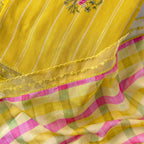 Sunlit Threads Suit Set Unstitched Suit Warm Yellow & Pink Mul Chanderi Suit Set