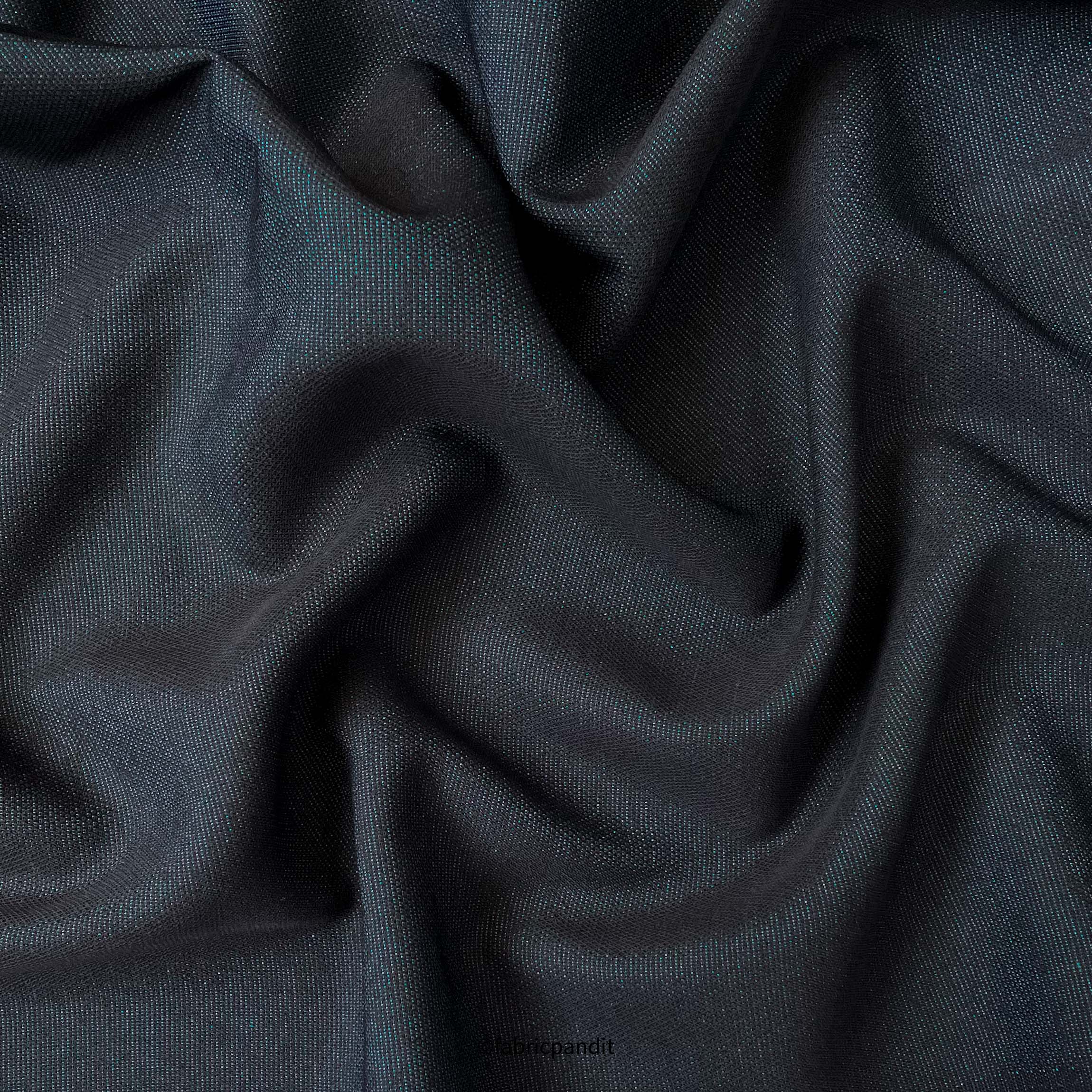 Textured Premium Suiting Fabric Cut Piece (CUT PIECE) Black & Turquoise Textured Premium Fabric (Width 58 Inches)