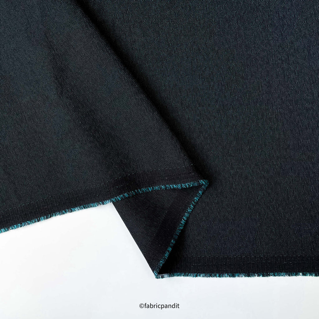 Textured Premium Suiting Fabric Cut Piece (CUT PIECE) Black & Turquoise Textured Premium Fabric (Width 58 Inches)
