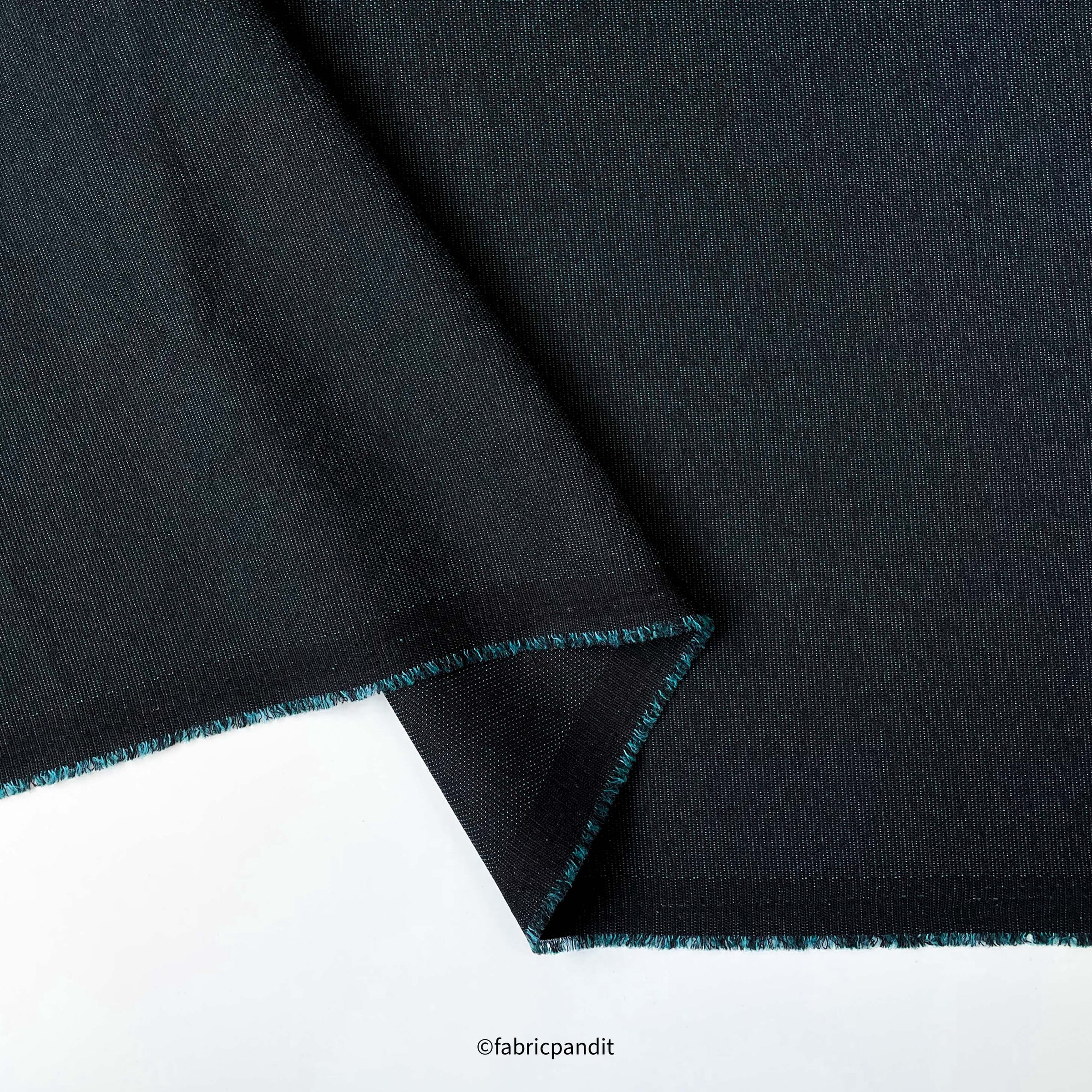Textured Premium Suiting Fabric Cut Piece (CUT PIECE) Black & Turquoise Textured Premium Fabric (Width 58 Inches)