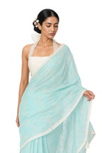 The Garden's Pick Saree Saree Pastel Turquoise Mul Chanderi Saree