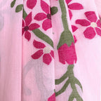 The Jamdani Story Saree Saree Baby Pink & Rani Mul Cotton Saree