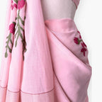 The Jamdani Story Saree Saree Baby Pink & Rani Mul Cotton Saree