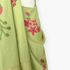 The Jamdani Story Saree Saree Dusty Green & Rani Mul Cotton Saree