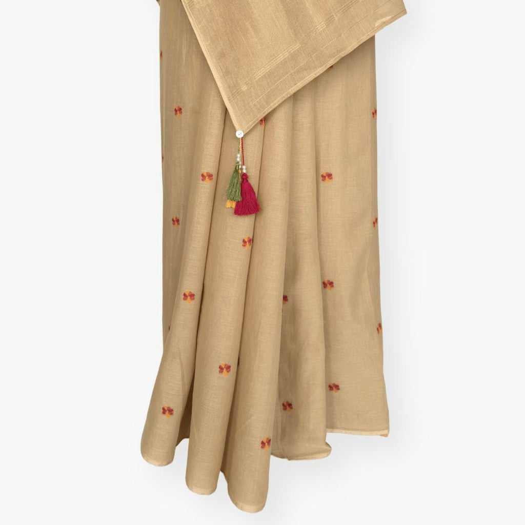 The Jamdani Story Saree Saree Earthy Brown Mul Cotton Saree