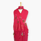 The Jamdani Story Saree Saree Rose Red & Lilac Mul Cotton Saree
