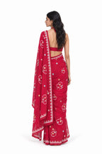 The Language Of Flowers Saree Saree Cherry Red Mul Chanderi Saree