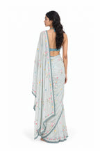 The Language Of Flowers Saree Saree Light Grey & Aquamarine Mul Chanderi Saree