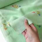 The Linen Story Fabric Fabric Bright Turquoise The Linen Story Printed Pure Linen Fabric (Width 44 Inches)