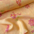 The Linen Story Fabric Fabric Fresh Yellow The Linen Story Printed Pure Linen Fabric (Width 44 Inches)