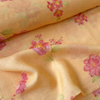 The Linen Story Fabric Fabric Fresh Yellow The Linen Story Printed Pure Linen Fabric (Width 44 Inches)