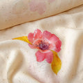 The Linen Story Fabric Fabric Off-White & Peach The Linen Story Printed Pure Linen Fabric (Width 44 Inches)