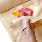 The Linen Story Fabric Fabric Off-White & Peach The Linen Story Printed Pure Linen Fabric (Width 44 Inches)
