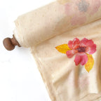 The Linen Story Fabric Fabric Off-White & Peach The Linen Story Printed Pure Linen Fabric (Width 44 Inches)