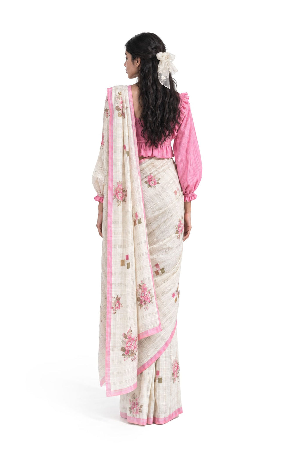 The Linen Story Saree Saree Antique White Linen Saree