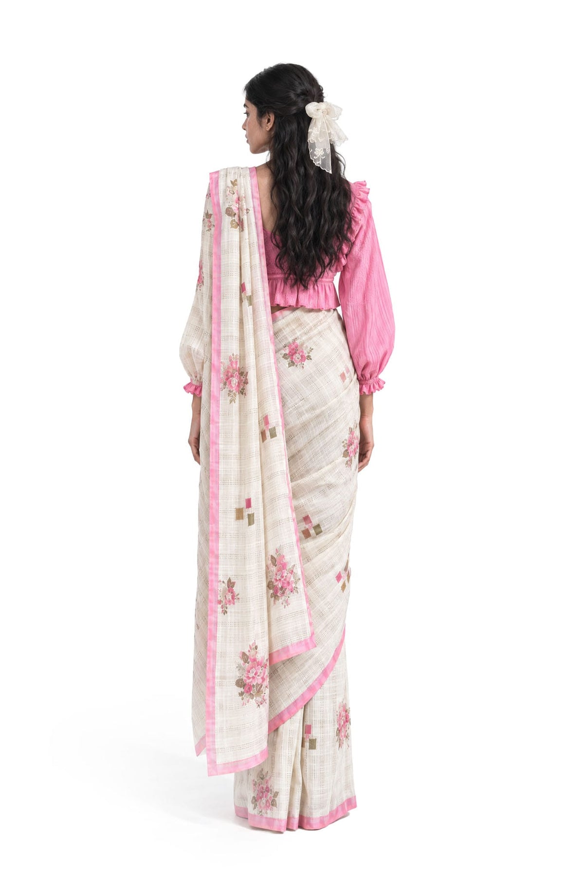 The Linen Story Saree Saree Antique White Linen Saree