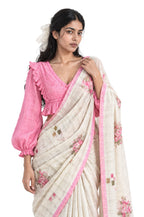 The Linen Story Saree Saree Antique White Linen Saree