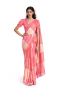 The Linen Story Saree Saree Coral Pink & Peach Linen Saree