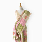 The Linen Story Saree Saree Green & Pink Linen Saree