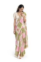 The Linen Story Saree Saree Green & Pink Linen Saree