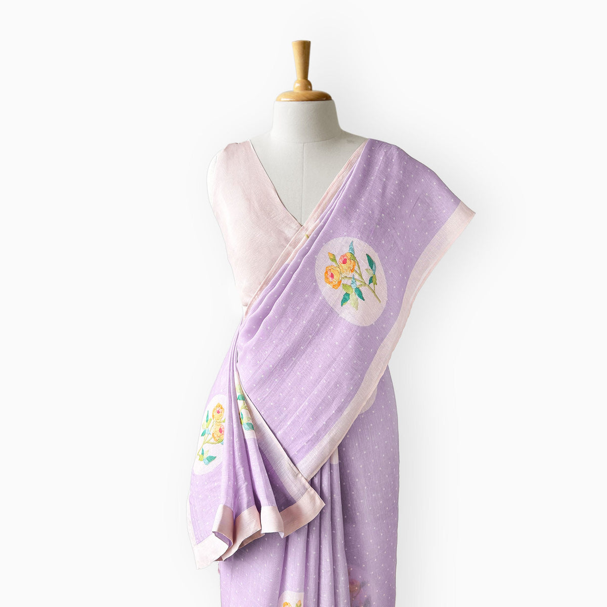 The Linen Story Saree Saree Lilac & Pink Linen Saree