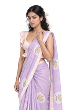 The Linen Story Saree Saree Lilac & Pink Linen Saree