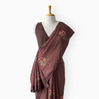 The Linen Story Saree Saree Rose Brown Linen Saree