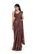The Linen Story Saree Saree Rose Brown Linen Saree