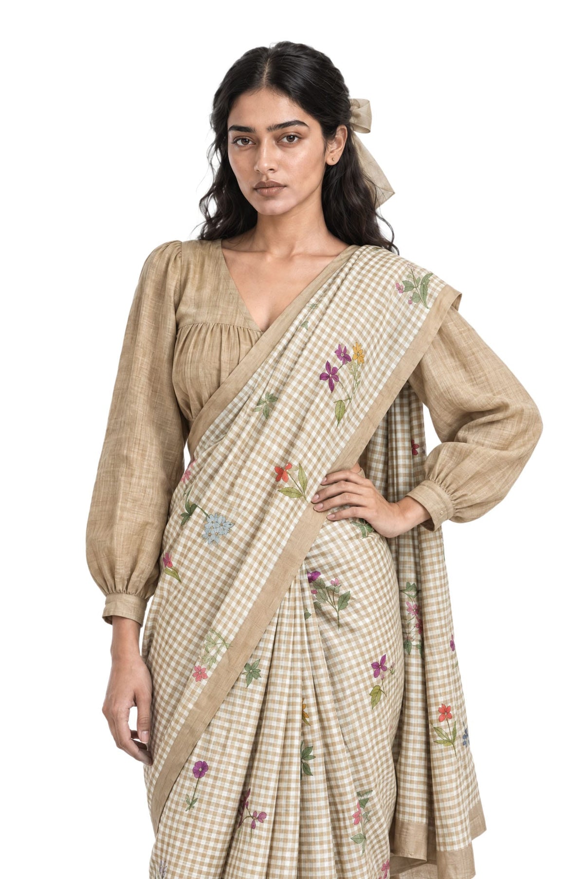 The Linen Story Saree Saree Sandstone Linen Saree