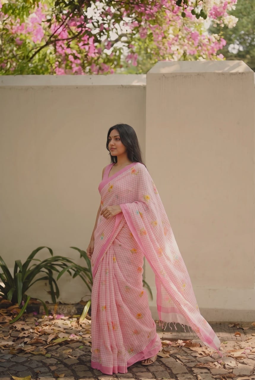 The Linen Story Saree Saree Soft Mauve Linen Saree