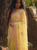 The Linen Story Saree Saree Soft Yellow Linen Saree