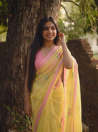 The Linen Story Saree Saree Soft Yellow Linen Saree