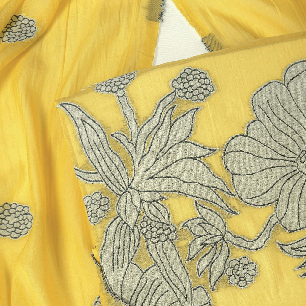 Threads of Mul Unstitched Suit Unstitched Suit Summer Yellow Chanderi Suit Set