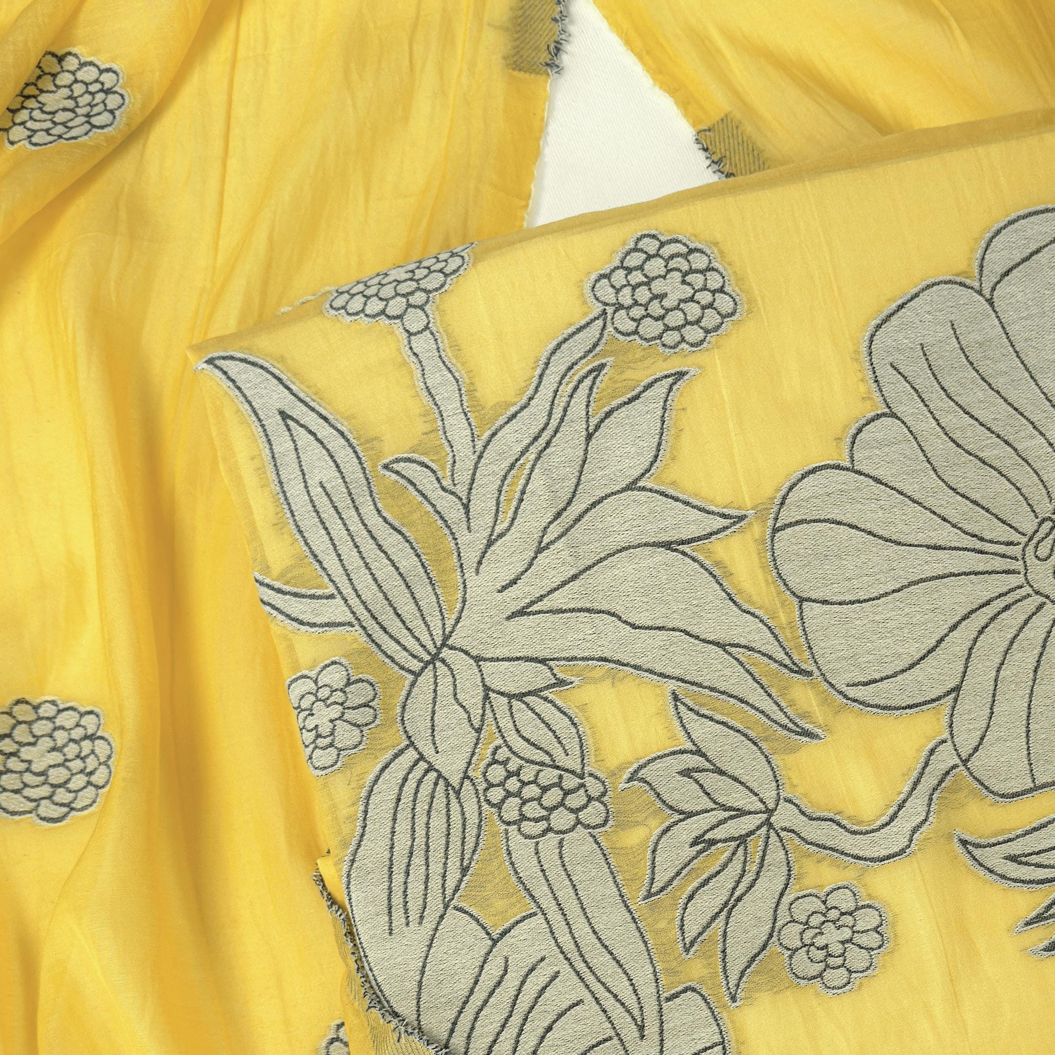 Threads of Mul Unstitched Suit Unstitched Suit Summer Yellow Chanderi Suit Set