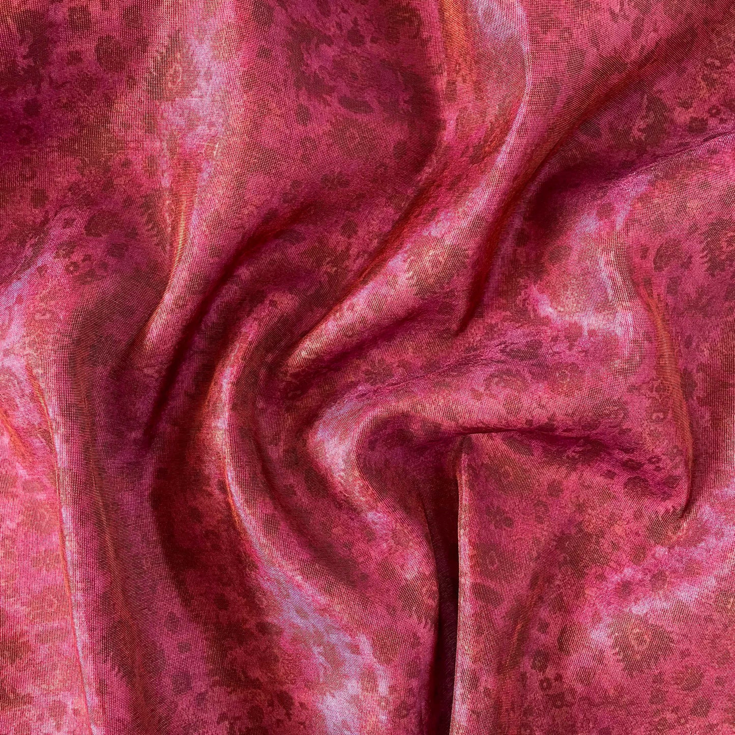 Tissue Silk Fabric Fabric Dusty Rose Pink Antique Texture Printed Tissue Silk Fabric (Width 40 Inches)