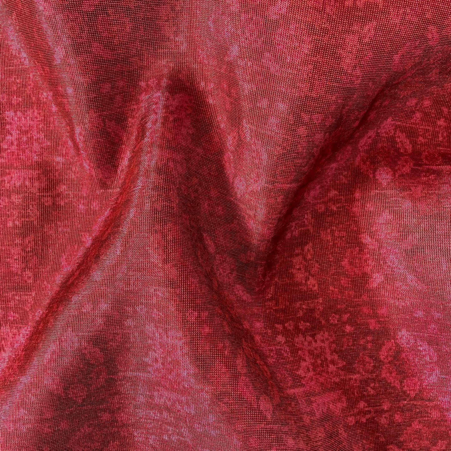 Tissue Silk Fabric Fabric Regal Red Mughal Texture Printed Tissue Silk Fabric (Width 40 Inches)