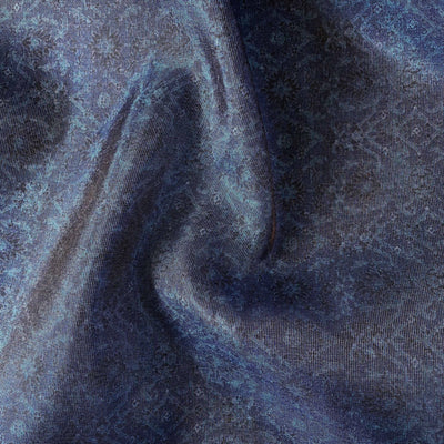 Tissue Silk Kurta Set Cut Piece (CUT PIECE) Metallic Blue Abstract Texture Printed Tissue Silk Fabric (Width 40 Inches)