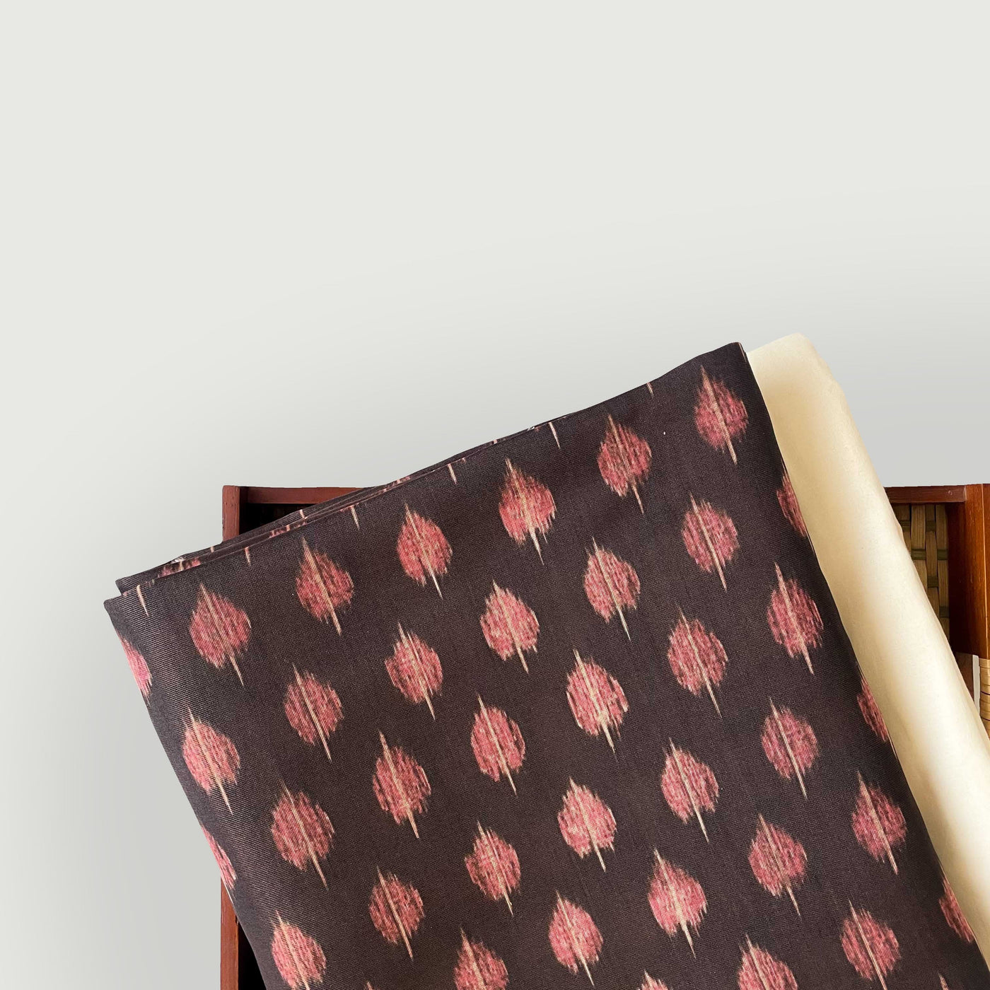 Tissue Silk Kurta Set Kurta Set Unisex Dusty Black & Orange | Abstract Leaves Printed Tissue Silk Kurta Fabric (3 Meters) | and Cotton Pyjama (2.5 Meters) | Unstitched Combo Set