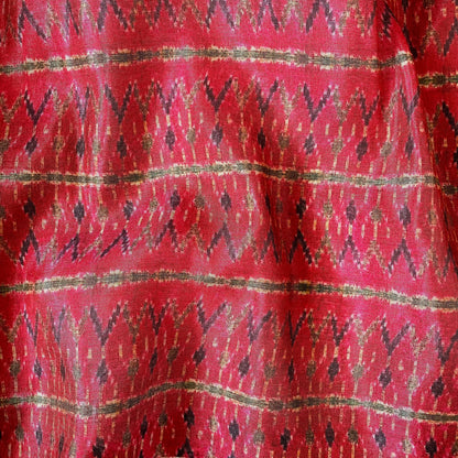 Tissue Silk Kurta Set Kurta Set Unisex Rani Red & Green | Tribal Art Printed Tissue Silk Kurta Fabric (3 Meters) | and Cotton Pyjama (2.5 Meters) | Unstitched Combo Set