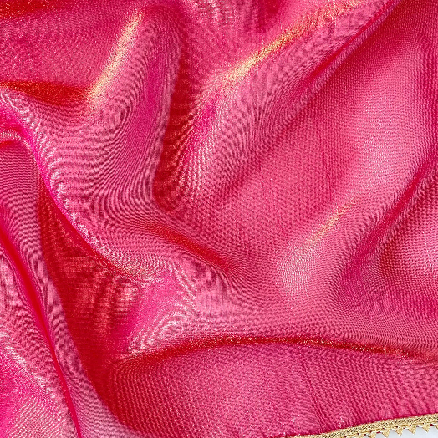 Tissue Silk Saree Saree (CUT PIECE) Sona Golden Rose Pink Pure Tissue Silk Fabric (Width 44 Inches)