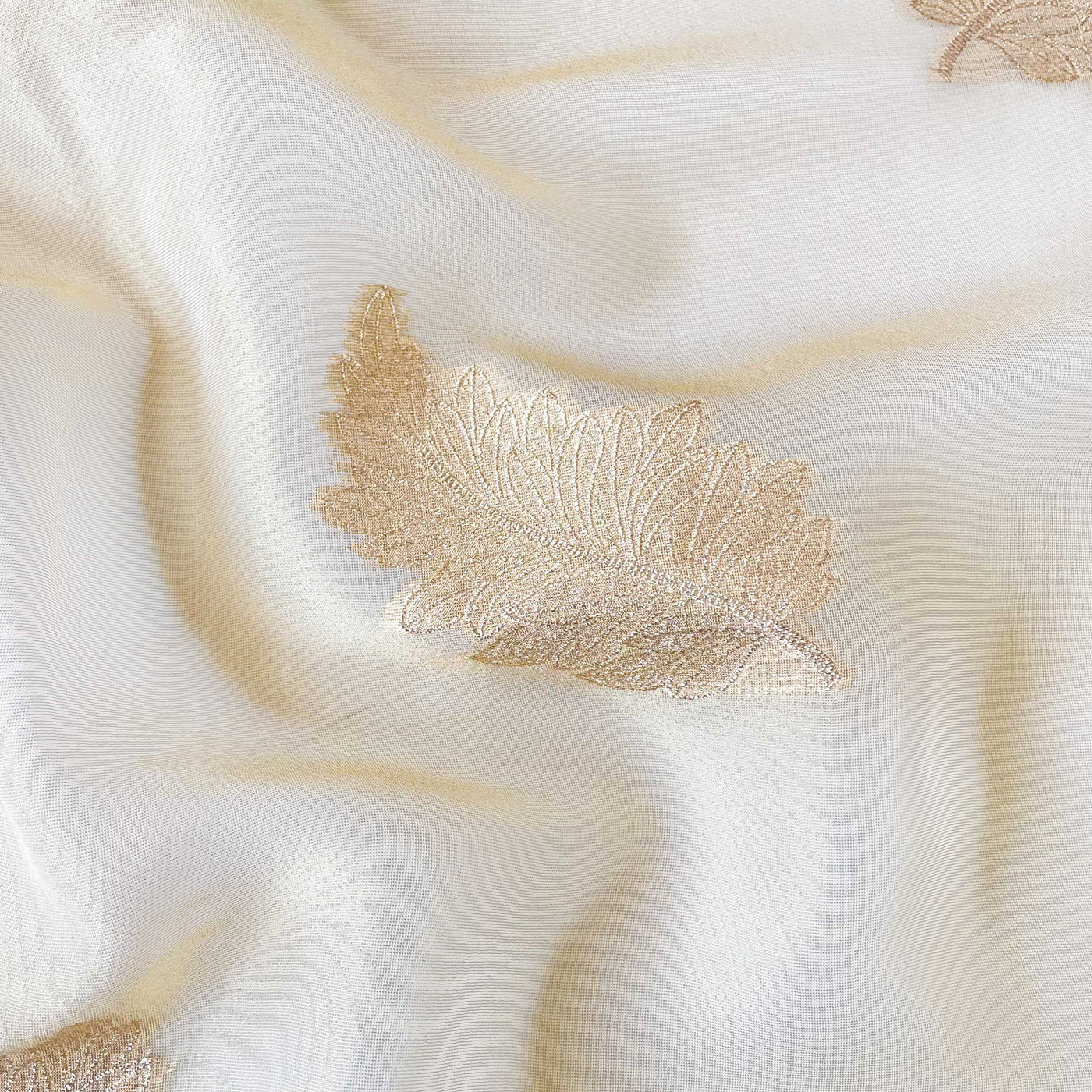 Tissue Silk Saree Saree (CUT PIECE) Sona Ivory Woven Pure Tissue Silk Fabric (Width 44 Inches)