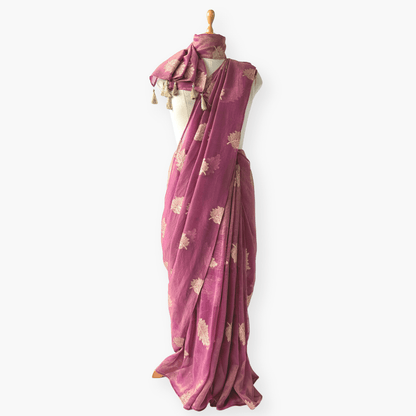 Tissue Silk Saree Saree Sona Dusty Violet Woven Pure Tissue Silk Saree