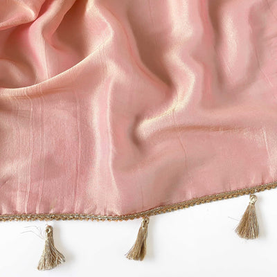 Tissue Silk Saree Saree Sona Golden Pink Pure Tissue Silk Saree Set (2 Piece)