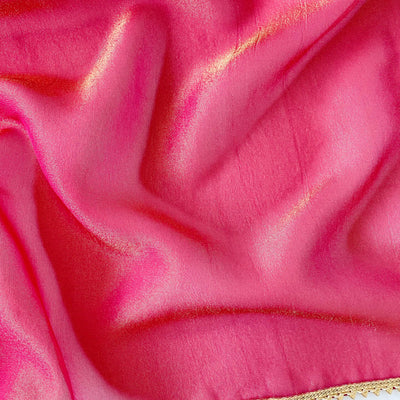 Tissue Silk Saree Saree Sona Golden Rose Pink Pure Tissue Silk Saree Set (2 Piece)